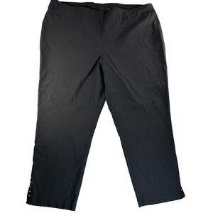 Women's Black Ankle Pants 3X 44" Waist Stretch Studded Hem Career Worthington